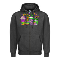Charcoal Heather mardi gras coffee cups Zipper Hoodie - Jasminsmagicworld
