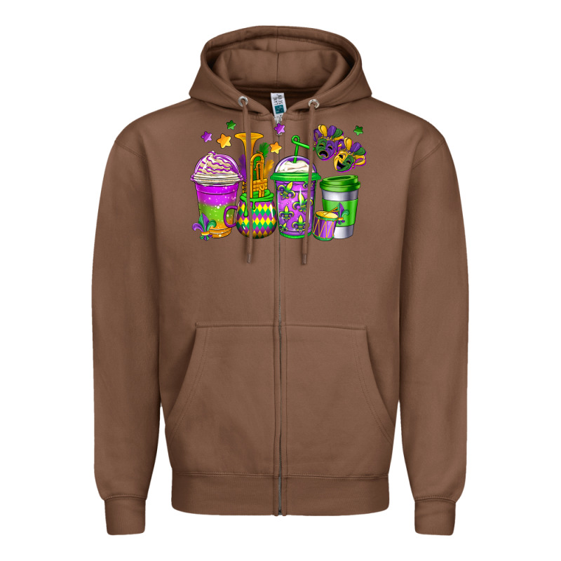 Mardi Gras Coffee Cups Zipper Hoodie by Jasminsmagicworld | Teevron