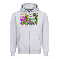 Heather Grey mardi gras coffee cups Zipper Hoodie - Jasminsmagicworld