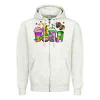 Oatmeal Heather mardi gras coffee cups Zipper Hoodie - Jasminsmagicworld