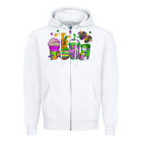 White mardi gras coffee cups Zipper Hoodie - Jasminsmagicworld
