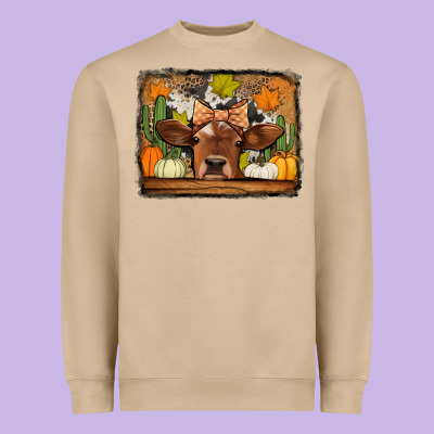 Fall Cow Heavyweight Sweatshirt Designed By Jasminsmagicworld