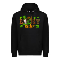 Black st patricks one lucky heifer baby cow Premium Hoodie - Artiststas