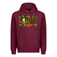 Burgundy st patricks one lucky heifer baby cow Premium Hoodie - Artiststas