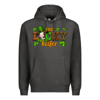 Charcoal Heather st patricks one lucky heifer baby cow Premium Hoodie - Artiststas