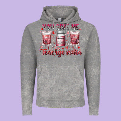 You Give Me Teachcardia Vintage Hoodie Designed By Racoondesign