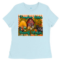 Baby Blue pumpkin kisses harvest wishes tumbler Ladies Tee - BundleAndBundleShop