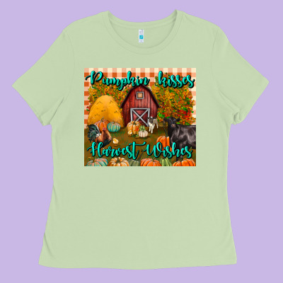 Pumpkin Kisses Harvest Wishes Tumbler Ladies Tee Designed By Bundleandbundleshop