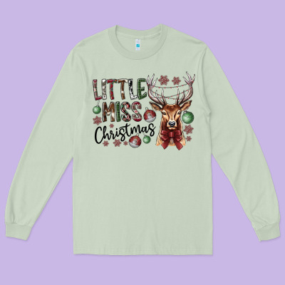 Little Miss Christmas Long Sleeve Tee Designed By Cowhidedigitalart