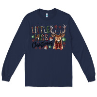 Navy little miss christmas Long Sleeve Tee - CowhideDigitalArt