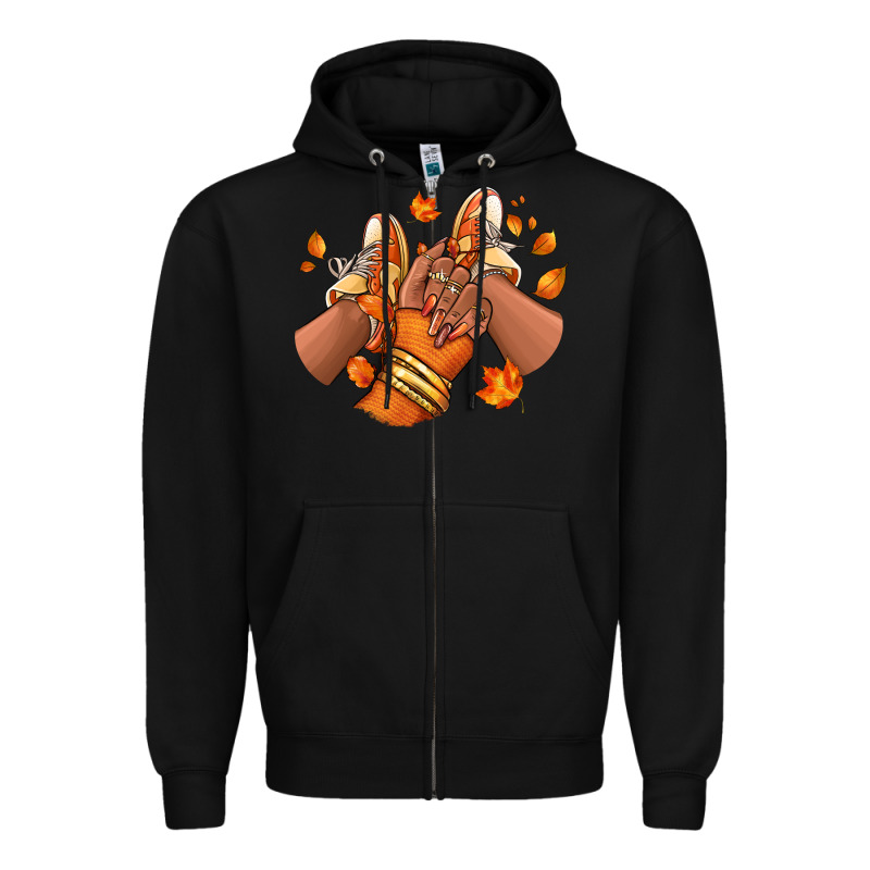 Black Girl Fall Sneakers Zipper Hoodie by RanaPortraitStore | Teevron