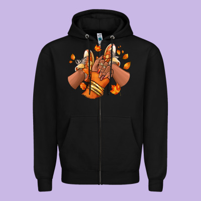 Black Girl Fall Sneakers Zipper Hoodie Designed By Ranaportraitstore