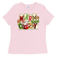 Bubblegum Pink warm and cozy hot cocoa Ladies Tee - FaDigitalArtStudio