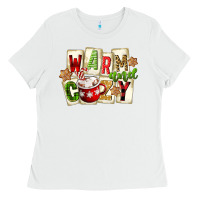 White warm and cozy hot cocoa Ladies Tee - FaDigitalArtStudio