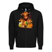 Black Fall Autumn heifer pumpkin Zipper Hoodie - RanaPortraitStore