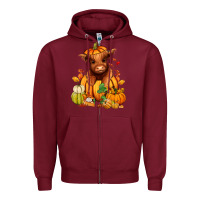 Burgundy Fall Autumn heifer pumpkin Zipper Hoodie - RanaPortraitStore