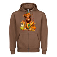 Chestnut Fall Autumn heifer pumpkin Zipper Hoodie - RanaPortraitStore