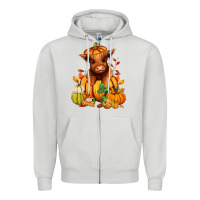 Dove Grey Fall Autumn heifer pumpkin Zipper Hoodie - RanaPortraitStore