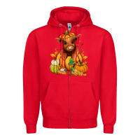 Red Fall Autumn heifer pumpkin Zipper Hoodie - RanaPortraitStore