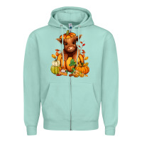Seafoam Fall Autumn heifer pumpkin Zipper Hoodie - RanaPortraitStore