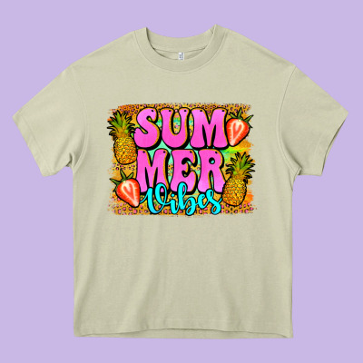 Summer Vibes Leopard Background Heavy Core Tee Designed By Jasminsmagicworld