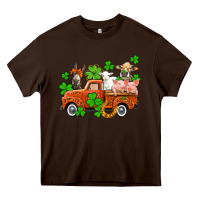 Chocolate Brown St. Patrick's farm animals and truck Heavy Core Tee - OliviaCreatesArt