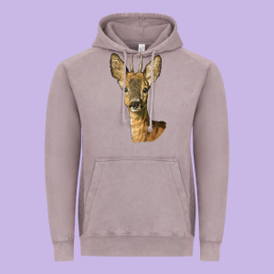 Red Brocket Deer Head Vintage Hoodie Designed By Lillyallendesigns