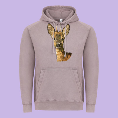 Red Brocket Deer Head Vintage Hoodie Designed By Lillyallendesigns