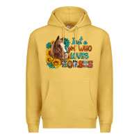 Antique Gold just a girl who loves horses Premium Hoodie - Artiststas
