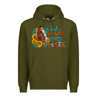 Army Green just a girl who loves horses Premium Hoodie - Artiststas