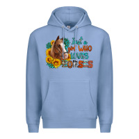 Colony Blue just a girl who loves horses Premium Hoodie - Artiststas