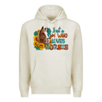 Oatmeal Heather just a girl who loves horses Premium Hoodie - Artiststas