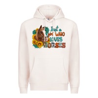 Pale Pink just a girl who loves horses Premium Hoodie - Artiststas