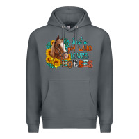 Rock just a girl who loves horses Premium Hoodie - Artiststas
