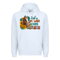 White just a girl who loves horses Premium Hoodie - Artiststas