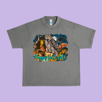 Happy Fall Y'all Owl Urban Heavy Tee Designed By Lillyallendesigns