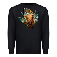 Black texas map highland cow Premium Sweatshirt - Jasminsmagicworld