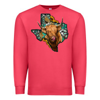 Cardinal texas map highland cow Premium Sweatshirt - Jasminsmagicworld