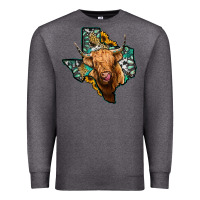 Charcoal Heather texas map highland cow Premium Sweatshirt - Jasminsmagicworld
