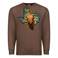Chestnut texas map highland cow Premium Sweatshirt - Jasminsmagicworld