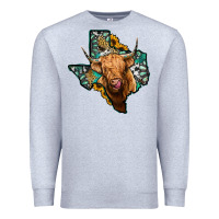 Heather Grey texas map highland cow Premium Sweatshirt - Jasminsmagicworld