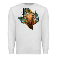 Oatmeal Heather texas map highland cow Premium Sweatshirt - Jasminsmagicworld