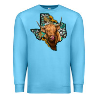 Ocean Blue texas map highland cow Premium Sweatshirt - Jasminsmagicworld