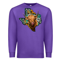 Purple texas map highland cow Premium Sweatshirt - Jasminsmagicworld