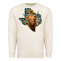 Sandshell texas map highland cow Premium Sweatshirt - Jasminsmagicworld