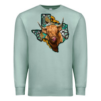 Seafoam texas map highland cow Premium Sweatshirt - Jasminsmagicworld