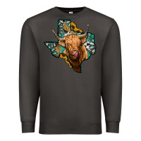 Smoke texas map highland cow Premium Sweatshirt - Jasminsmagicworld
