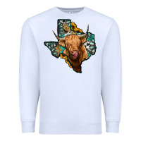 White texas map highland cow Premium Sweatshirt - Jasminsmagicworld