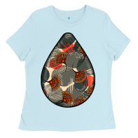 Baby Blue african fabric pattern teardrop earrings Ladies Tee - BundleAndBundleShop