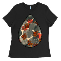 Black african fabric pattern teardrop earrings Ladies Tee - BundleAndBundleShop